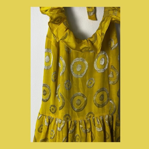 🌼 Anthropologie 100% Silk Yellow Dress – Size 2, NWOT - Picture 6 of 12